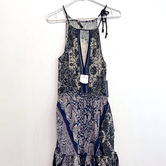 NEW NWT POLO RALPH LAUREN Bandana Print Silk Maxidress Navy Blue Boho Maxi Dress - Picture 4 of 16
